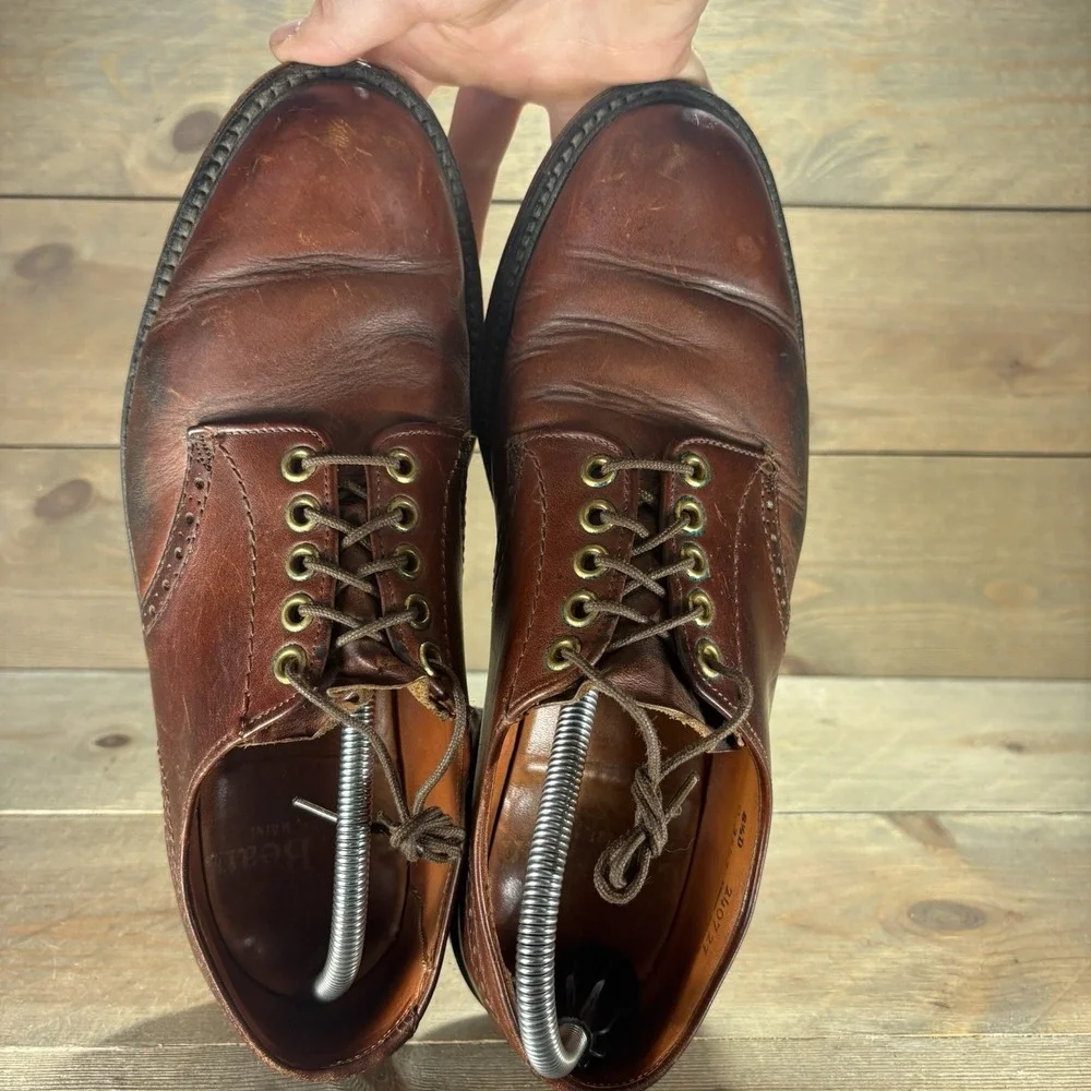 vintage ll bean mens size 8.5 shoes brown leather comfort work oxfords